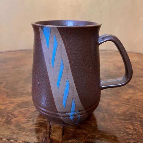 Blue Stripe Brown Ceramic Mug