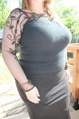 GORGEOUS elegant fuzzy fluffy angora sweater with sheer sleeves and beadwork!