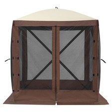 VEVOR Tonnelle Pop-Up Tente Moustiquaire 4 Côtés Abri Soleil Marron 1,83x1,83 m
