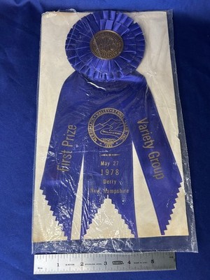 AKC Dog Show Ribbon FIRST PRIZE VARIETY 1978 Rosette Merrimack Kennel Derry NH