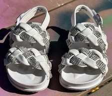 Toddler Girl Sandals 5 Capelli New York Bling Braided White Super Cute Clean