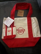 Trader Joe  s Micro Tote with Grocery Bag and Mini Tote Bag set of 2 Red Color