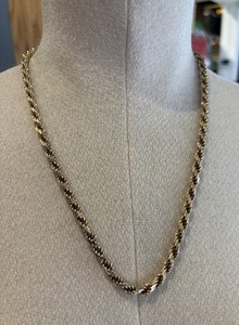 Authentic Vintage Italian Sterling Silver Gold Plated 25.5cm Rope Chain Necklace