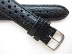 Black leather RALLY Perforated Sport 19 MM Tapered watch band strap