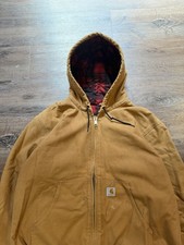 Carhartt Tan Khaki Quilted Flannel-Lined Duck Active Jacket Large