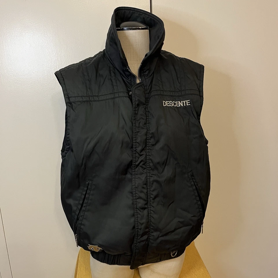 Descente Vintage Ski Vest Mens LG Black Full Zip Retro Insulated Puffer 90s Y2K - Image 3 of 4