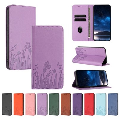 Tulip Butterfly Wallet Phone Case For Redmi Note 10 11 12 14 15 Pro A5 POCO M7