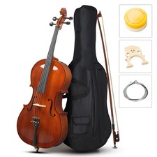 Cello Set 4/4 Violoncello Koffer Bogen Fichte Ahorn Anf&auml;nger Case Naturfar