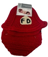 Hand Crocheted Baby Hat Diaper Cover Set Red Newborn Photo Prop Set