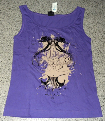 Damen Top Shirt ärmellos Lila Print Gr. L Roberto Cavalli