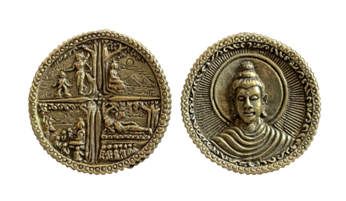 Médaille Thaï Bouddha Mudra talisman sacré amulette en laiton Thaïlande m78 - Foto 1 di 7
