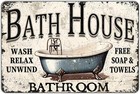 Bathroom Bathtub Bath House Metal Tin Sign Funny Bathroom Home Wall Decor Tin Si