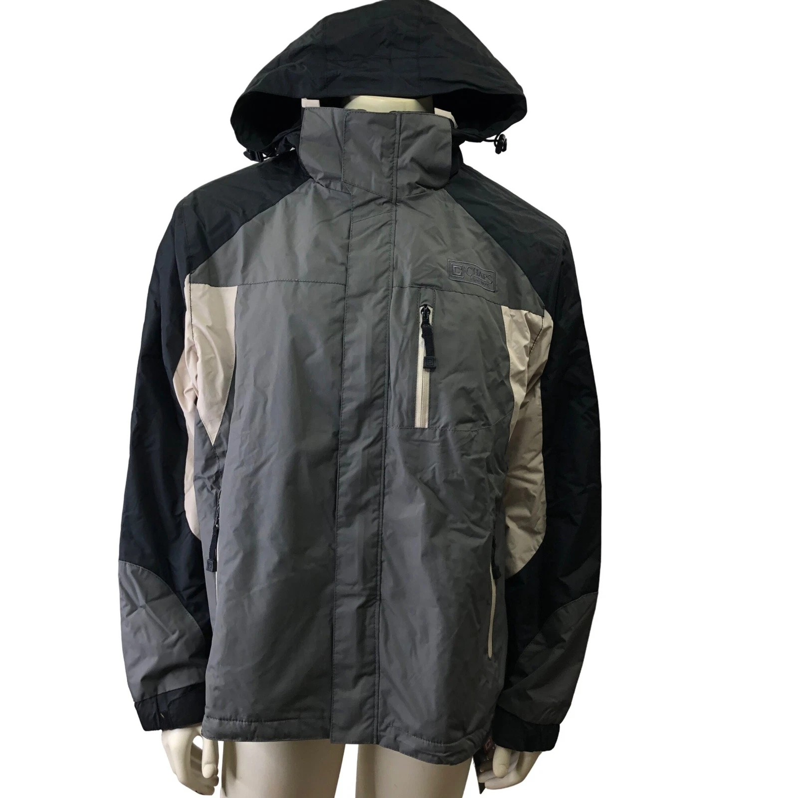 CHAPS MEN'S WATER RESISTANT FLEECE-LINED HOODED JACKET /COAT MD NWT