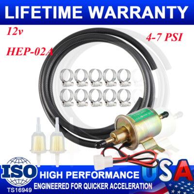 #ad #ad Electric Fuel Pump 12Volt Universal Low Pressure 4 7 PSI with Fuel Line Filter $19.99