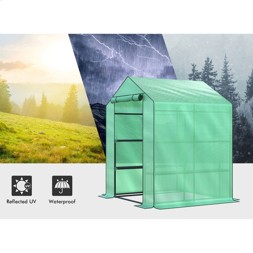 ALFORDSON Greenhouse Gabled Shed Walk in Tunnel Plant 8 Shelves 1.45x1.45x2M - Picture 9 of 12
