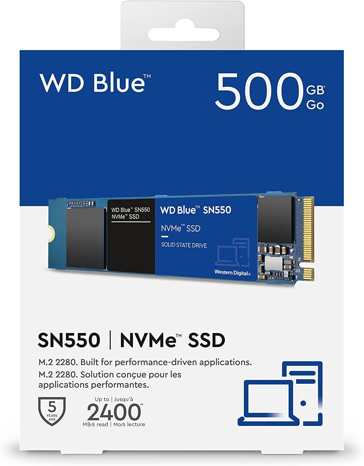 Western Digital WD Blue SN550 NVMe SSD 500GB M.2 2280 PCIe 3.0 x4 2400MBs