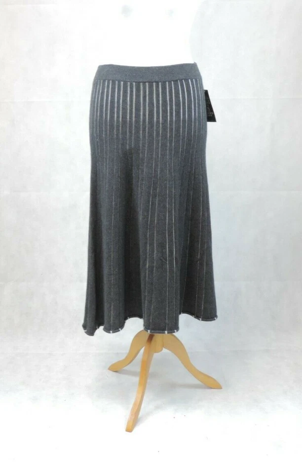 Pure Collection Heather Charcoal Iced Grey Knitted Skirt SL Rrp £129 CR025 DD 15 - Image 3 of 4