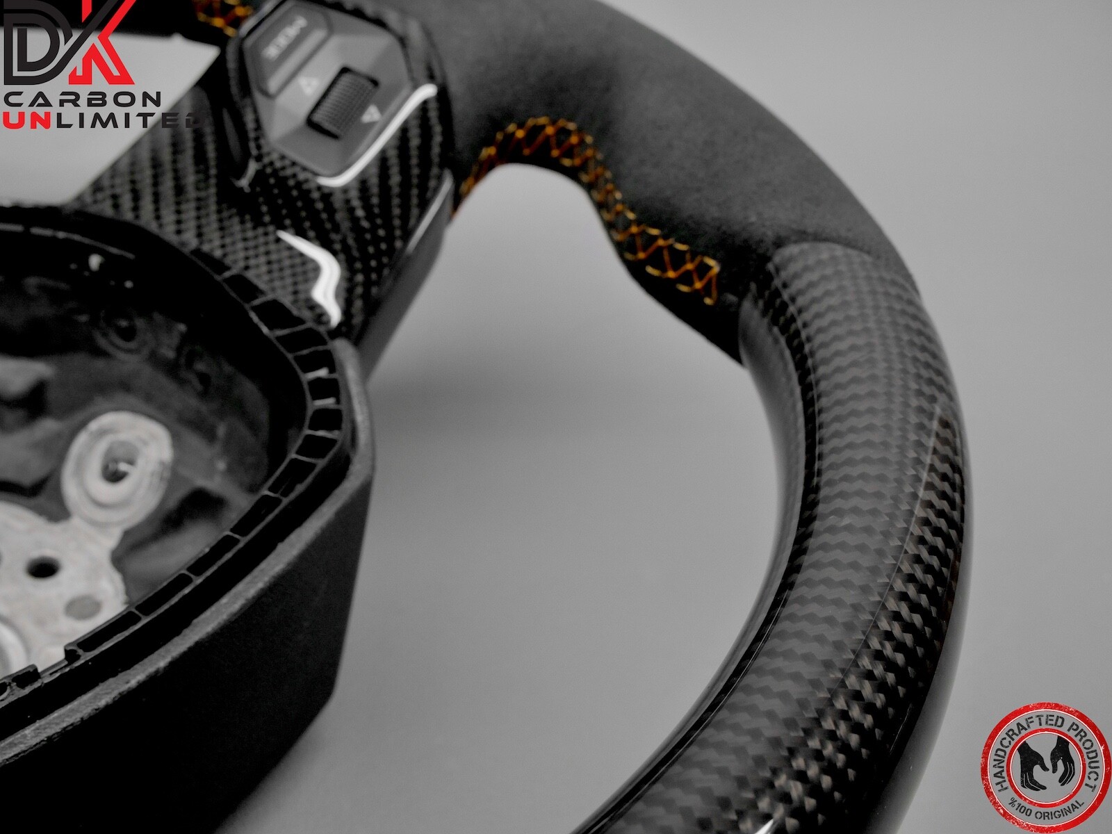 Lamborghini LP700 Aventador SVJ Alcantara Orange Stitch Carbon Steering Wheel v4