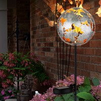 AußEnleuchte Solarlampe Stecklampe Led Erdspieß Silber Grau AhornbläTter Metall