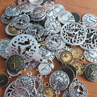 METALL UHRENGESICHTER 25gm 50gm 100gm BRONZE SILBER GOLD STEAMPUNK CHARM MIX TS102
