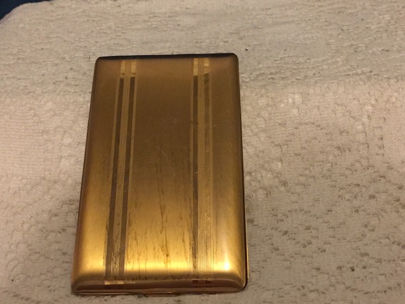 Vintage Elgin America Gold Striped Brushed Engine Turned Cigarette Case Holder