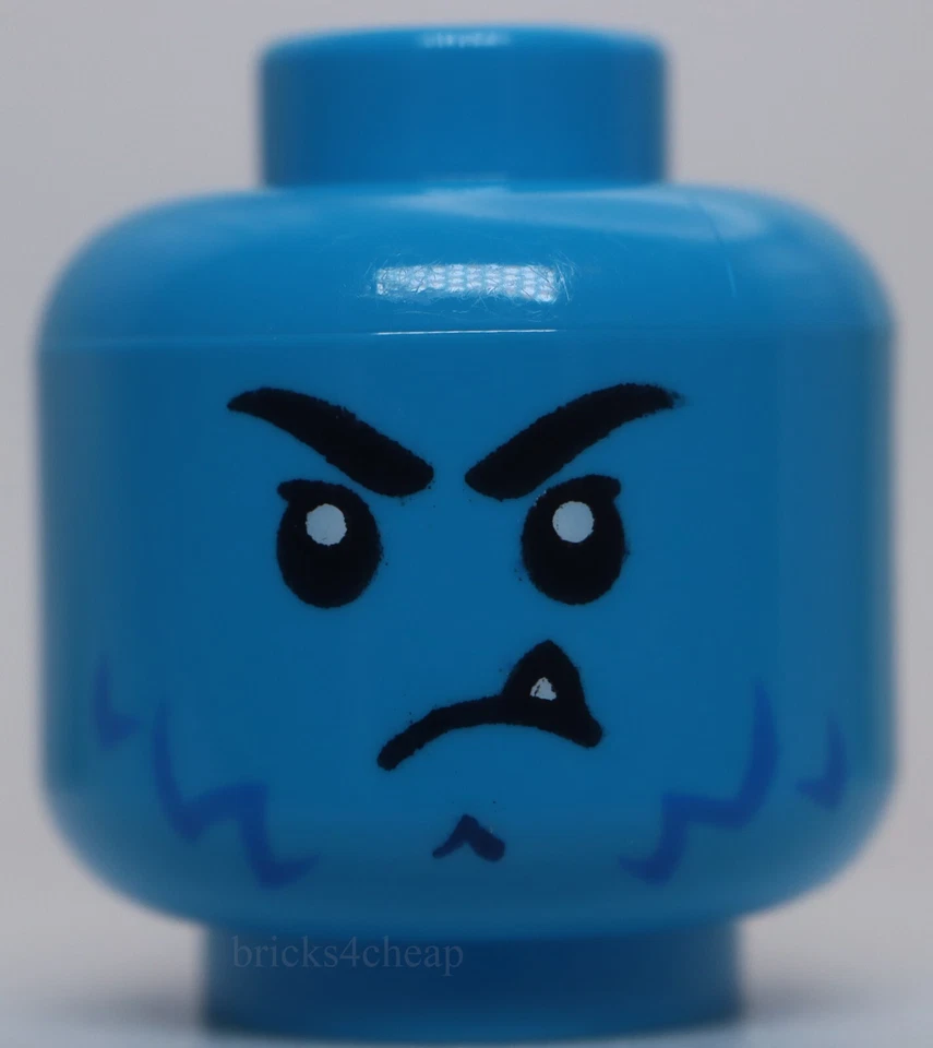 Lego Dark Azure Head Alien Black Eyebrows Blue Beard Stubble White Sharp Tooth - Image 2 of 2