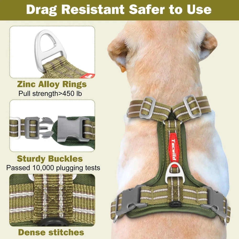 Dog Harness - Adjustable & Reflective Soft Padding Ergonomic Multi-Point Fit ...