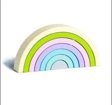 wooden rainbow stacker Color, Macaroon learning puzzle educational montessori