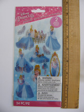 DISNEY PRINCESS Stickers CINDERELLA 2 Sheets 24 Pieces NIP