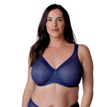 Berlei B541 Underwired Beauty Stripe Smoothing Minimiser Bra Deep Blue