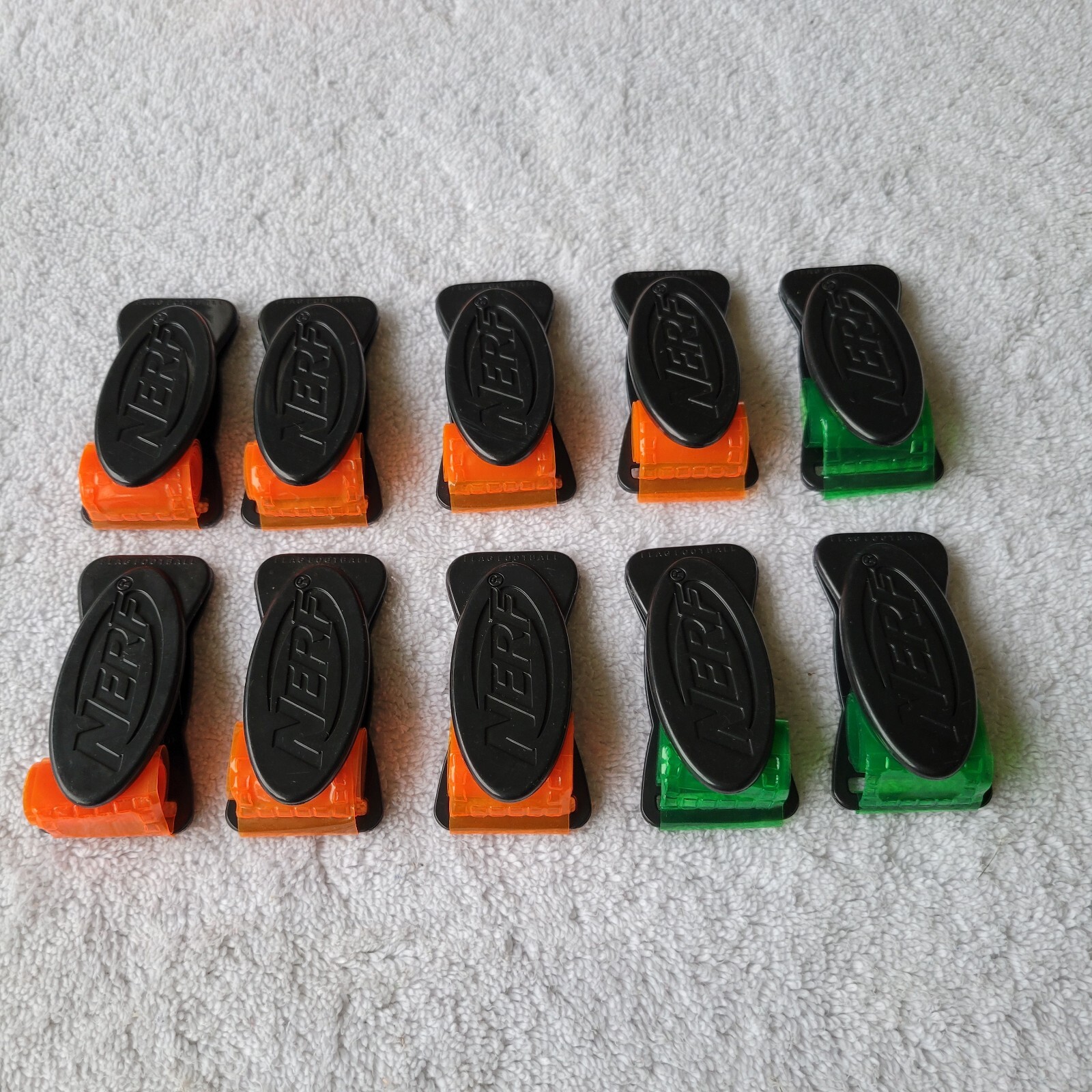 Nerf Flag Football Replacement Lot Of 3 Green And 7 Orange Flags and