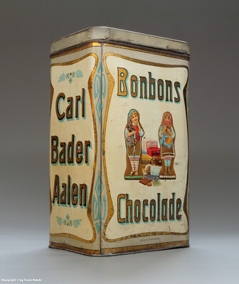 ALTE Blechdose - Bonbons + Chocolade...Carl Bader Aalen - wohl um 1910 !!