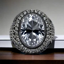 Moissanite Gemstone With 925 Sterling Silver Groom Ring For Men's #AL858