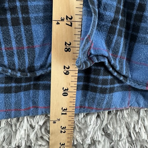 Camicia uomo LL Bean Scoth in flanella a quadri grande blu alta manica lunga con bottoni - Foto 5 di 9