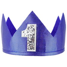 Blue Shiny Number 1 Crown - First Birthday Party, 1st Place Winner Gift, Costume