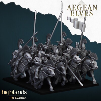 8x Aegean Elves Mounted Lances für Old World AOS Sigmar Hochelfen Silberhelme