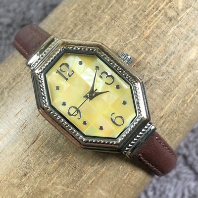 J. Jill Women JJ-220 MOP Mosaic Brown Leather 23mm Quartz Analog Watch 7''