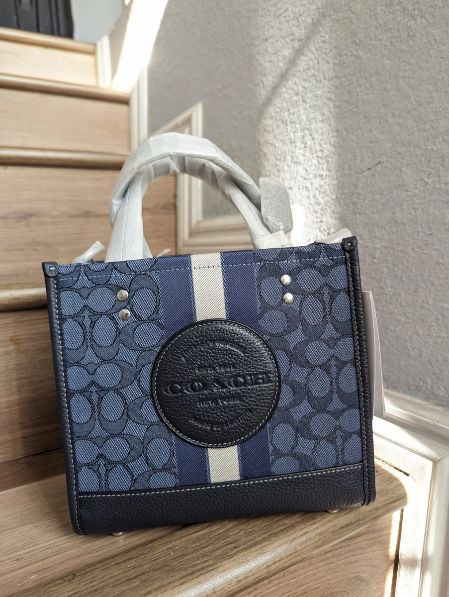 NWT Coach Dempsey Tote 22 In Signature Jacquard With Stripe And Coach Patch