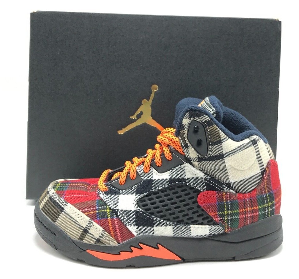 NEW* Kids NIKE AIR JORDAN 5 RETRO PLD (PS) BLACK/ORANGE (FD4812