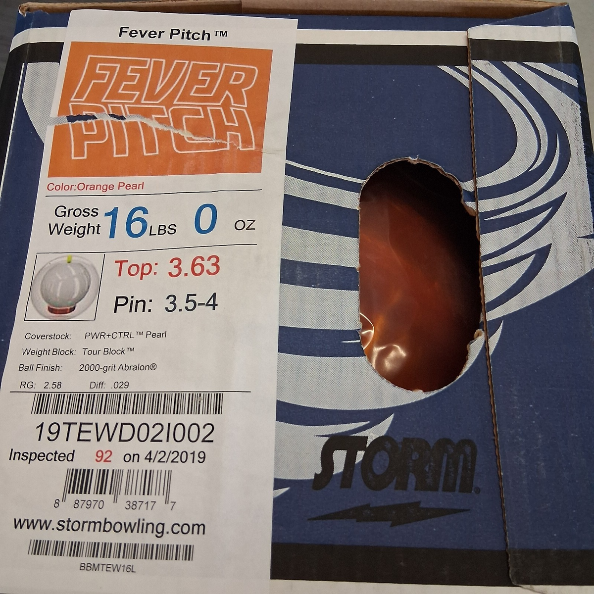 Storm Fever Pitch Urethane Pearl Bowling Ball 16 Lb. for