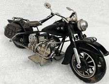 Vintage Metal Motorcycle Model Collectible Handmade Harley Style Chopper Decor