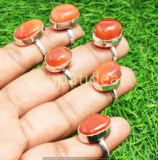 Carnelian Gemstone Rings 10pcs Wholesale Lot 925 Silver Plated Jewelry