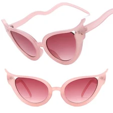 Stylish Wavy Design Cat-Eye Sunglasses in Pink with Snake Scale Pattern