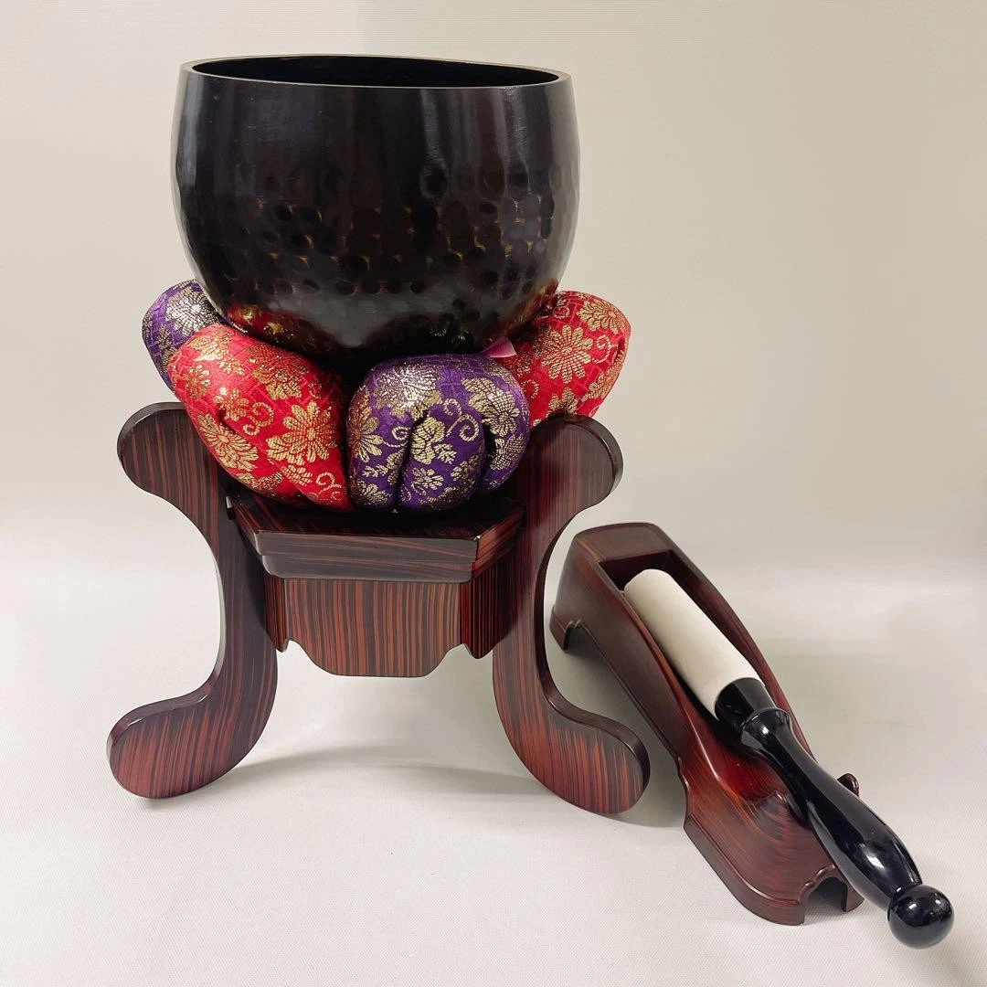 Buddhist Rin Set with Stand and Flower Futon Religious Utensils Used