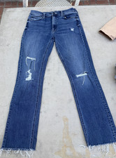 Mother Mid-Rise Dazzler Ankle Fray Jeans in Medium Wash, size 28