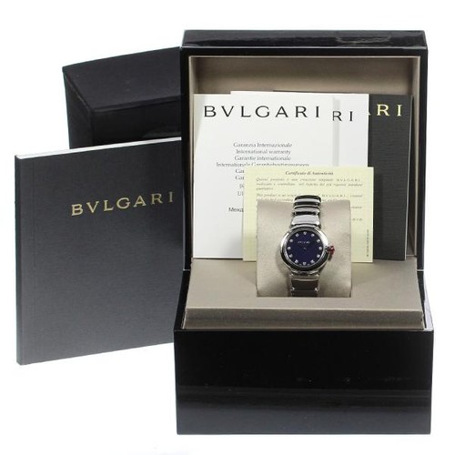 Bvlgari Lvcea LU28S 28mm SS Navy Dial Quartz Watch #C7846