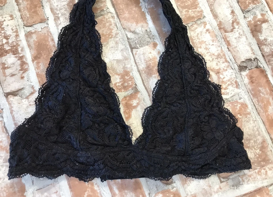 Anemone BLACK Lace Floral Halter Bralette Size S/M - Image 2 of 4