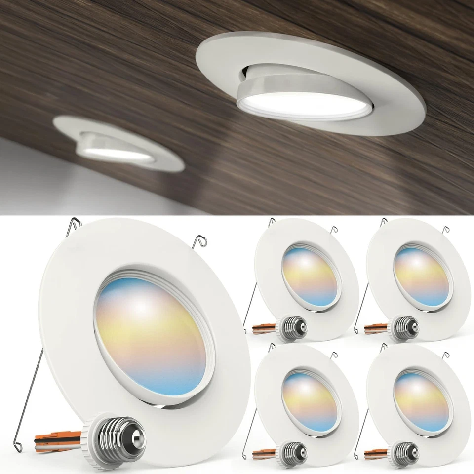 Downlight LED cardán ajustable Sunco, clasificación húmeda, paquete de 4 Foto 3 de 4