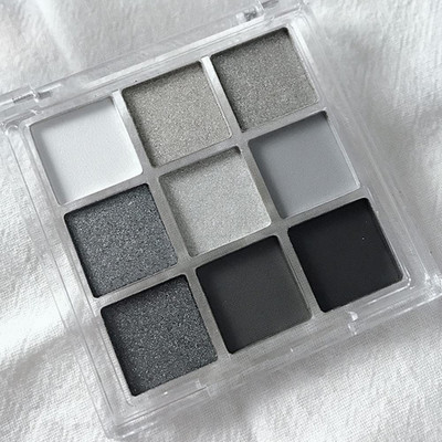 Black Smokey Eyeshadow Palette, 9 Colors Black Silver Gray White Goth Eyeshadow