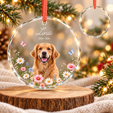 Personalized Pet Memorial Crystal Ornament Custom Photo Dog Cat Gift
